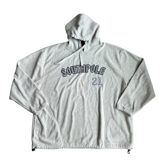 Vintage y2k Fleece SouthPole Pullover Hoodie Gray Mens 2XL - Picture 1 of 4